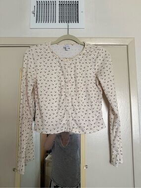 L.A. Hearts Cream Cardigan with Cherry Print